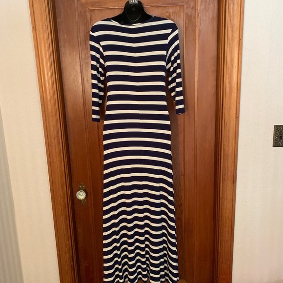 Yala Navy and White Striped High Low Scoop Neck Dress Size S - Picture 3 of 13